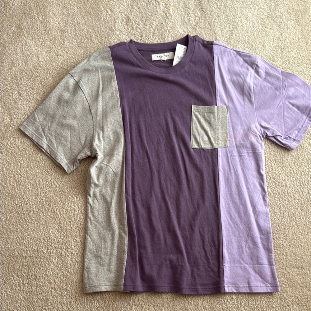 PacSun Colorblock Short Sleeve Tee in Purple and Gray
